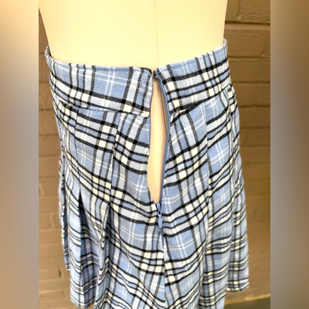 Hollister blue plaid pleated flannel mini skirt S - Picture 6 of 11